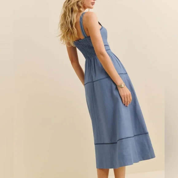 Reformation Blue Midi Dress - Picture 2 of 7